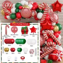137 Pcs Christmas Balloon Set - Candy Cane & Foil Balloon Garland Kit, Red Green White Holiday Party Decorations Otros
