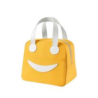 Cute Smiley Face Bento Bag Insulated Lunch Box Bag Handheld Bento Bag Lunch Bag Student Bento Bag Insulated Meal Bag Yellow smiley trumpet