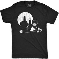 Mens Funny T Shirts Cat Middle Finger Shadow Puppet Show Sarcastic Graphic Novelty Tee for Men S