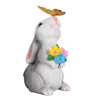 Lauko saulės energija varomas triušio statula su LED šviesa Sodo vandeniui atspari dervos drugelio zuikučio figūrėlė Terasa Kiemas Vejos Velykų dekoracija Ornamentas Rabbit
