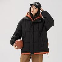 Winter New Ins Hong Kong Cotton-padded Clothes for Men, Thickened Bread Clothes, Fake Two-piece Cotton Clothes, Loose Stand-up Collar Jacket for Men S