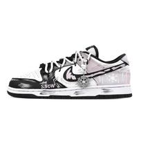 Nike Dunk Cherry Blossom Snow Dance Slip Resistant Abrasion Resistant Low top Skateboard Shoes Unisex Black Pink HF5441-100(Team773-1) 42.5