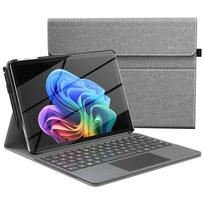 Dėklas Microsoft Surface Pro 12 colių, lengvas apsauginis verslo dangtelis su daugiakampiu stoveliu ir rašiklio laikikliu pilka spalva