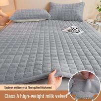 Soft Padded Winter Coral Fleece Mattress Pad with Plush Velvet Quilted Cover Mattress 80x190cm [Baby Safe, Soybean]