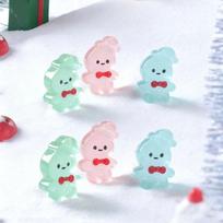 Resin 10/20Pcs Glow Gingerbread Man Figurines Luminous Xmas Decor With Santa Hat For Fairy Garden Winter Gift For Kids Adults Children's Birthday Gift