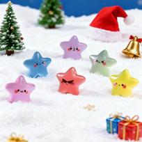 Luminous 10/20Pcs Star Figurines Glow In The Dark Cute Smiling Decor For Fairy Garden Christmas Party Gift For Kids Adults Children's Birthday Gift