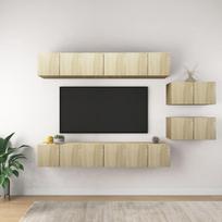Vidaxl Szafki Tv, 8 Szt., Dąb Sonoma, Płyta Wiórowa