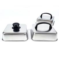 Stainless Steel BBQ Grill Lid With Ergonomic Handle Square Basting Cover Cheese Melting Dome For Indoor And Outdoor Use