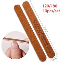 10Pcs Wooden Nail File 120 180 240 Sanding Buffer UV Gel Sandpaper Polisher Manicure Pedicure Nail Art Tool