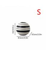 Ceramic Vase Black and White Striped Round Ball Geometric Lines Flower Vase Flower Arrangement Accessories Home Decoration