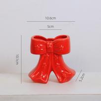 Red Bow-shaped Ceramic Vase Ribbon Bow Ceramic Handicrafts Flower Arrangement Accessories Flowerpot Home Decoration Accessories