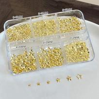 6 Grids Gold Silver Metallic Nail Art Rhinestones Pentagrams Rivet Decor Flatback Manicure Charms Accessories