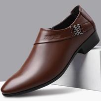 Plus Size Mens PU Leather Formal Dress Shoes Slip On Business Casual Oxfords for Office Wedding Party Work Daily Wear 38