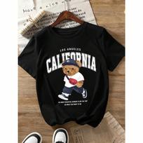 Vibrant Bear Print Wounisex  unisex T-Shirt - Soft Breathable Short Sleeve Crew Neck Casual Top For Summer & Spring Wounisex's Clothing S