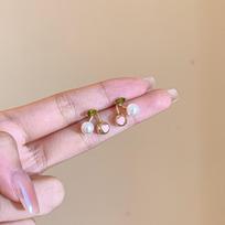 Elegant Pearl Zircon Cherry Stud Earrings - Luxurious, Fresh & Versatile