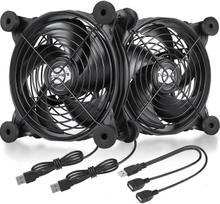 upHere 120mm USB Cooling Fan, Mini Fan, Quiet, for RoutersAquariumsCooling PCsPS5PS4Laptops, 2-Pack [U1203-2]
