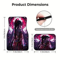 4pcs Universal Cool And Sexy Anime Style Car Mats | Trendy Bold Anime Pattern Design, Front/Rear Seat Coverage, Polyester Materi