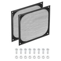 PATIKIL 140mm Computer Fan Filter Grille (with screws), 2-pack, Aluminum Frame, Stainless Steel Mesh, Dustproof Case Cover for Computer Fans, Black