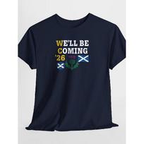 New We'll Be Coming '26 Scottish Daisy T-shirt, Scottish Flagstaff Football Jersey, Casual Style, Crew Neck, Slightly Stretchy Fabric, Regular Fit, S juoda