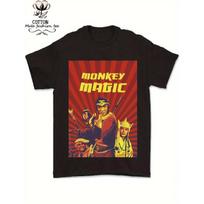 Men'S Black T-Shirt Featuring a Vintage Comic Book Design with a Monkey Theme, Inspired by Classic Martial Arts. This Comfortable Crew Neck Shirt Is S