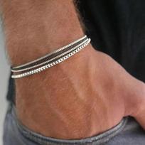 4Pcs/Set Stainless Steel Fine Chains Charm Bracelets for Men Women Casual Simplicity No Fading Waterproof Jewelry Accessories
