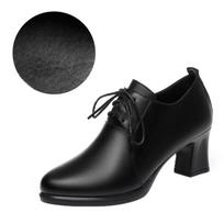 6cm 8cm Deep Mouth Elegant Office Ladies Med Block Heels Shoes Women Oxfords 2025 Spring Trend Soft Leather Shoes Platform 35