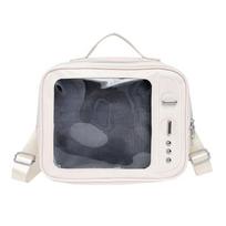 Ulzzang Transparent Layer Ita Bag PU Shoulder Bag Fashion TV Model Backpack  Girl balta