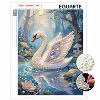 Frameless DIY Pearl Bead Painting Kit Elegant Swan Pattern Creative Relaxing Craft Canvas Home Decor Adult Gift 30x40cm