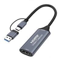 HDMI Capture Card 2-in-1 Type C Compact Lightweight Capture Video Recording Switch UVC Compatible 4K30Hz 4K Input & 1080P Output Type C & USB A & USB