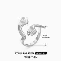 Unique Design Stainless Steel Hug Rings for Women Men Creative Charm Hiphop Open Rings Christmas Day Gifts Jewelry Accessories