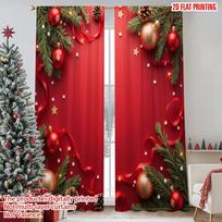 2pcs 2D flat printing Happy Christmas fashion curtains Beautiful and warm Christmas Digital Printed Polyester Drapes Holiday 60×150cm(23.6×59in)
