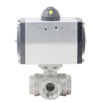 Pneumatic Threaded Stainless Steel 3-Way Ball Valve