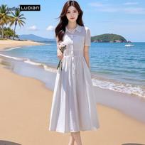 Aurora Relaxed Shirt Dress 175/96A pilkšvai balta