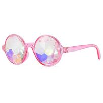 Kaleidoscope Psychedelic Glasses Men Women Funny Round Sunglasses Rave Festival Cosplay Female Carnival Party Queen Glasses OneSize rožinė