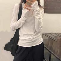 White Rolled Edge Long Sleeved T-shirt for Women Thin and Slimming Base Shirt Simple and High-end Top S
