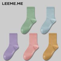 LiMi Women's Antibacterial Cotton Crew Socks (5 Pairs) One Size
