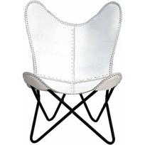 Buffalo Leather Rankų darbo Butterfly Chair Sulankstomas poilsio salono akcentas Relax Arm Chair 29 x 29 x 36 in balta