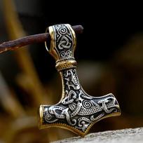Vintažiniai šiaurietiški Mjolnir Valknut keltų mazgų kaklo pakabukai vyriški nerūdijančio plieno vikingų amuletai skandinaviški runų karoliai brown