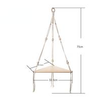 Plaukiojančios lentynos medinis stovas Boho namų dekoro kampinė lentyna svetainė miegamasis prie sienos pakabinamas dekoro trikampis lentynos stendas 75*32.5*23.5cm
