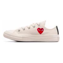 Comme des Garçons PLAY x Converse Chuck 70 Low PS Single Heart - Milk Kids Sneakers Cream Red Black A08807C 31