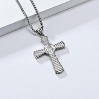 Šv. Benedikto Exorcisto Titano Plieno Kryžiaus Karoliai Vyrams Vintažinis Kūno Apsaugos Pakabukas Papuošalai Paprastam Tikėjimui Neblunkanti Unisex Poros Grandinėlė white