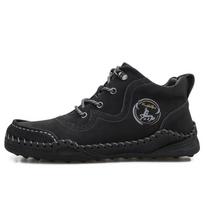 Men's Large Size Pure Hand-stitched Casual Rubber Leather Shoes Soft-soled Wedding Shoes 38-48 38