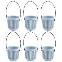 6pcs Flower Pots Hanging Planter for Succulent Plant Wall Mounted Mini Planter with Removable Handle Office Decorations mėlyna