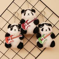Rock Panda Doll Ragdoll Music Guitar Black And White Simulation Plush Children'S Toys 12cm