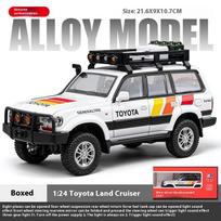 1/24 mastelio Toyota Land Cruiser LC80 visureigis Metalo lieto modelio Off-road transporto priemonė Kolekcionuojamas pomėgio modelis Papuošalai Dovana draugui Berniukui Vitrina balta