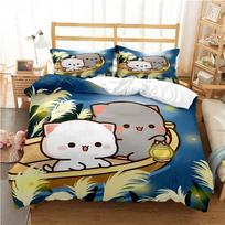 Cute BuBu Bear kawaii Bedding set Cartoon Anime All Season Duvet Cover Soft Quilt Cover and Pillowcases Single/Double/Queen/King 135X200cm-2pcs