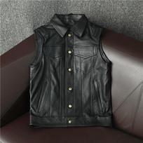 Genuine Leather Jacket Men Cowboy Biker Vest Slim Fit Short Real Cowhide Top Layer S juoda