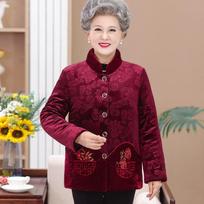 Grandma Winter Cotton Jacket Middle-aged and Elderly Women's Corduroy Mother's Warm Cotton Jacket Elderly Cotton Jacket Thickened Jacket L