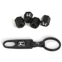 Fashion Car Tire Valve Caps with Car Badge Keyring Keychain Set For Honda Fit Mugen Insight Type S R VTEC Modulo Vezel RR SiPilot Fit XRV CRV HRV Dio