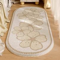 Ins Style Bedroom Decor Floral Bedside Rug Pink Plush Carpets for Living Room Cream Style Casual Rug Fluffy Soft Irregular Mat 45x120cm